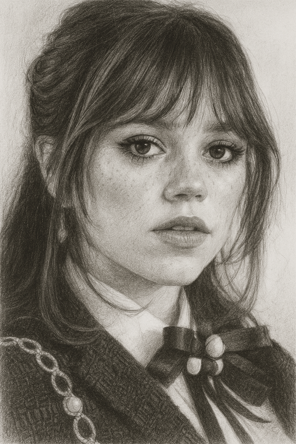Retrato digital estilo lápiz – mujer en primer plano
